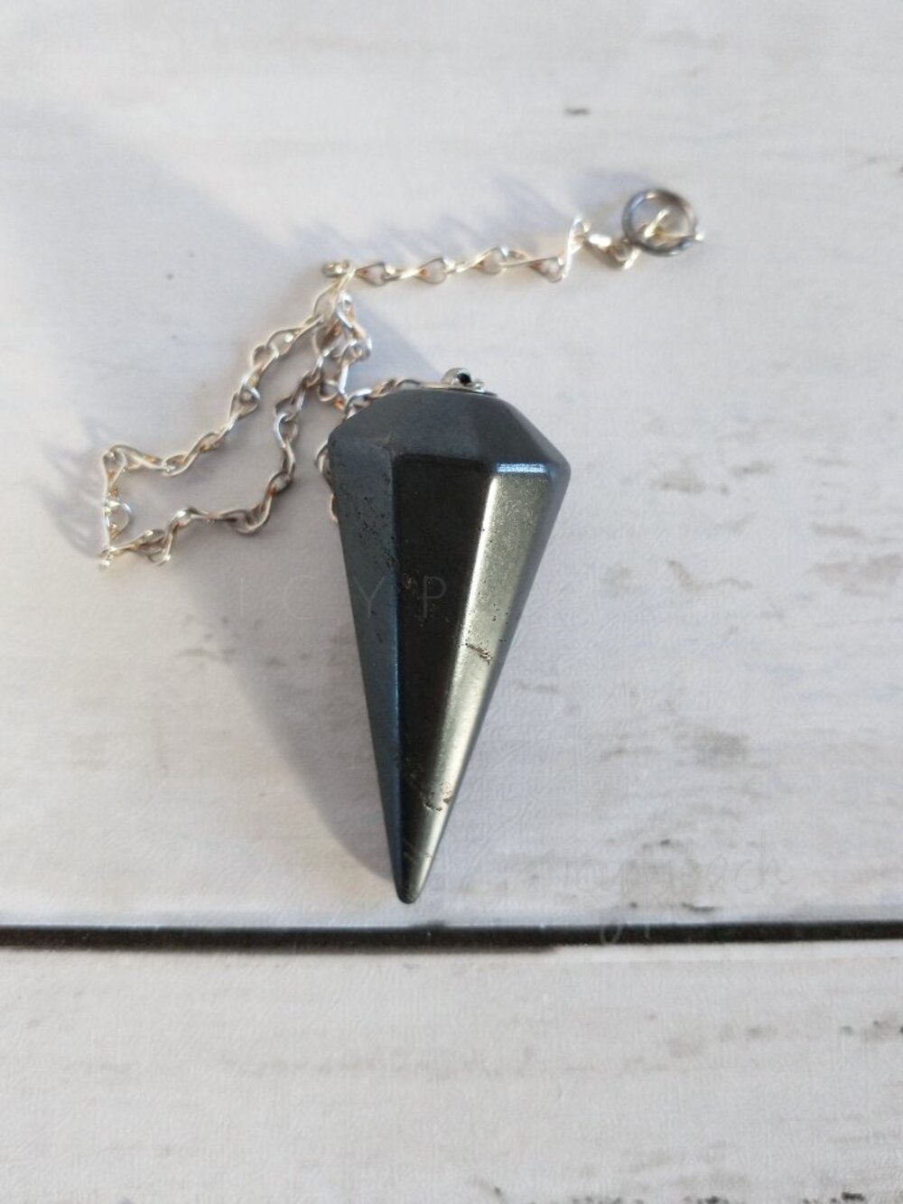 Black Tourmaline Crystal Pendulum Handmade Tumbled Hexagonal Cone Chakra Dowsing